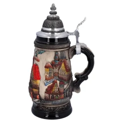 Käthe Wohlfahrt Bierkruge<Bierkrug Mit Zinndeckel "Rothenburg", Natur, 0,25 L