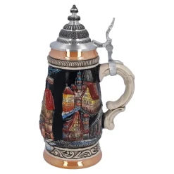 Käthe Wohlfahrt Bierkruge<Bierkrug Mit Zinndeckel "Rothenburg", Schwarz, 0,25L