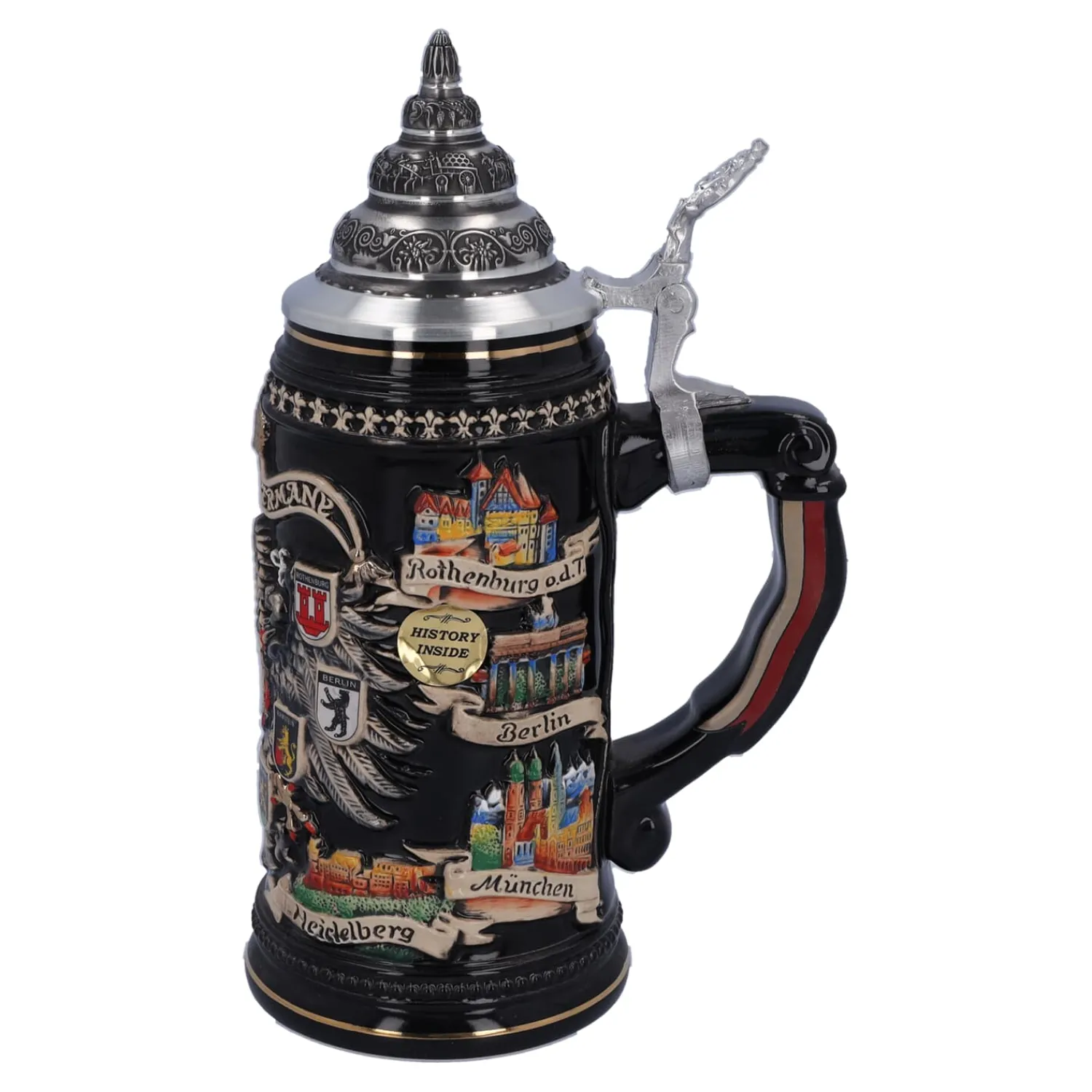 Käthe Wohlfahrt Bierkruge<Bierkrug Mit Zinndeckel "Stadtwappen", Gold, 0,4L