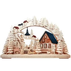 RATAGS Holzdesign Schwibbögen<3-D Schwibbögen "Holzfallerhaus", 115V Mit Usb A-Anschluss