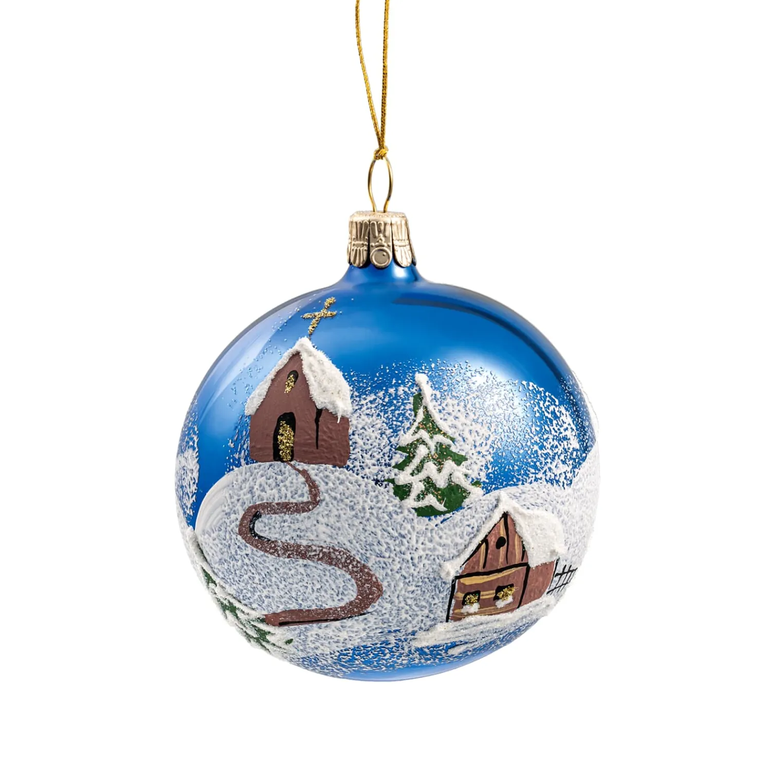 Käthe Wohlfahrt Baumkugeln Und Set-Angebote<Glaskugel Blau Kirche Im Winter, 7 Cm