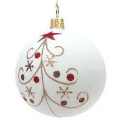 Käthe Wohlfahrt Baumkugeln Und Set-Angebote<Glaskugel Cremefarben Matt Mit Glitzerbaum, 7 Cm