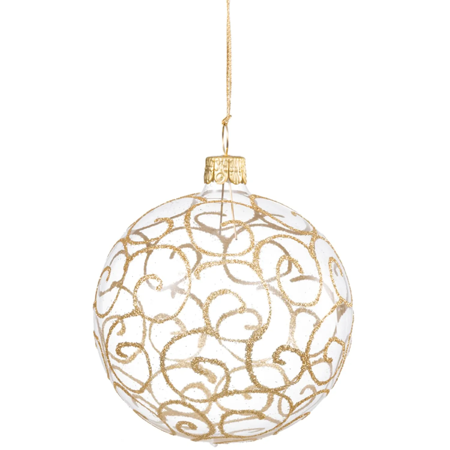 Käthe Wohlfahrt Baumkugeln Und Set-Angebote<Glaskugel Klar Mit Goldschnorkeln, 8 Cm
