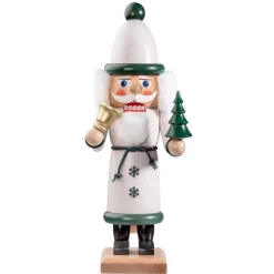 HODREWA Nussknacker<Nussknacker "Weihnachtsmann", Grun/Weis Lasiert, 37 Cm