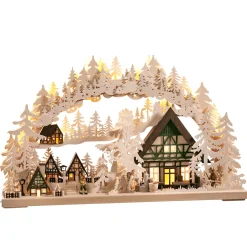 RATAGS Holzdesign Schwibbögen<Schwibbögen "Fachwerkdorf" 230V Mit Usb A-Anschluss