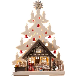 RATAGS Holzdesign Schwibbögen<Schwibbögen "Tanne Mit Geschenkeladen", 230V Mit Usb A-Anschluss