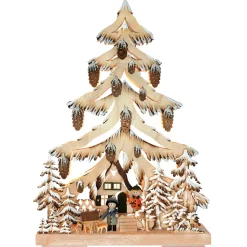 RATAGS Holzdesign Schwibbögen<Schwibbögen "Tanne Waldhaus", 230V Mit Usb A-Anschluss