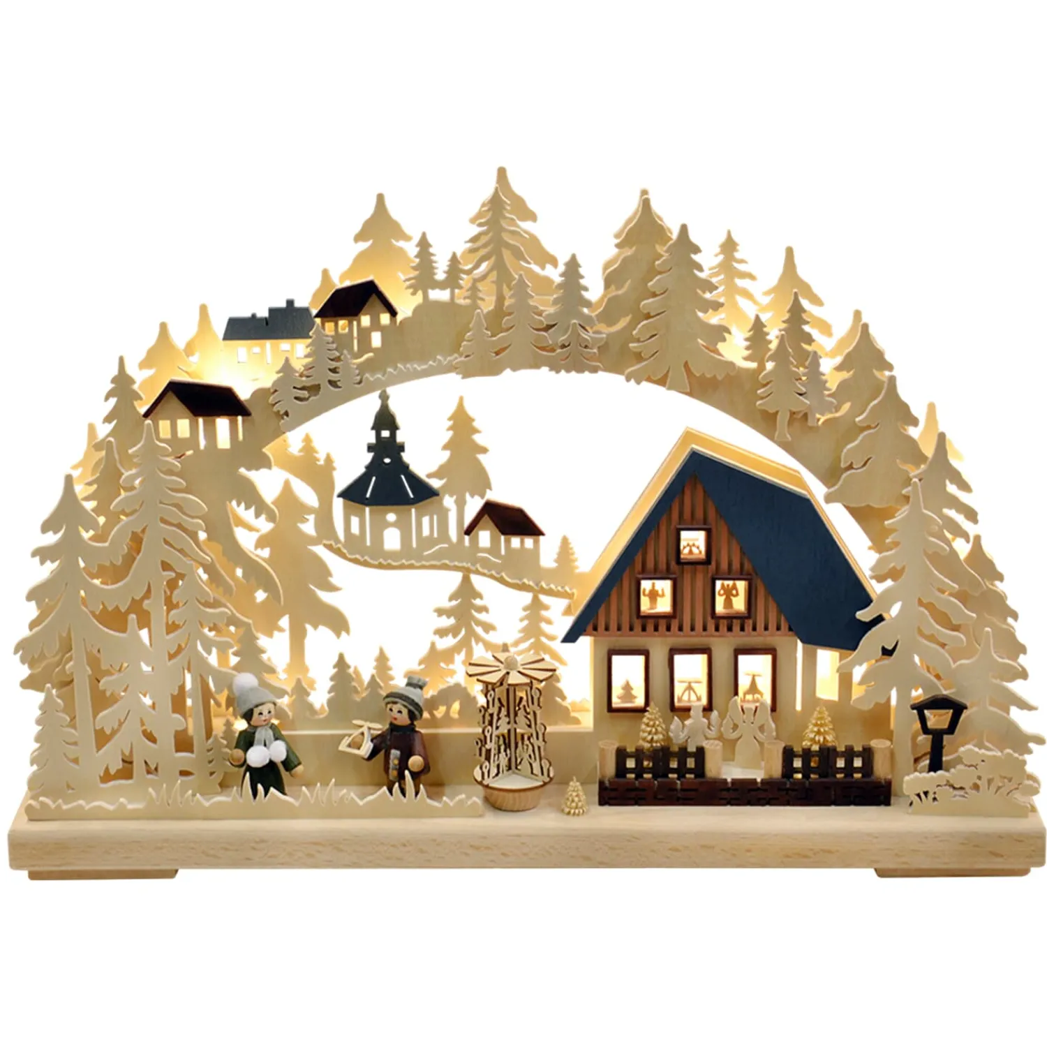 RATAGS Holzdesign Schwibbögen<Schwibbögen "Weihnacht In Seiffen", 230V Mit Usb A-Anschluss