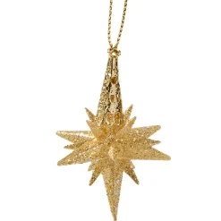Käthe Wohlfahrt Baumschmuck Aus Kunststoff<Stern Mit Glimmer, Gold, 6 Cm
