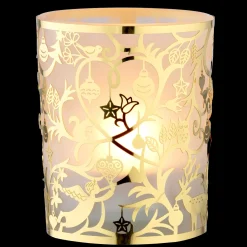 Käthe Wohlfahrt Kerzen & Teelichthalter<Teelichtglas "Waldweihnacht" Gold