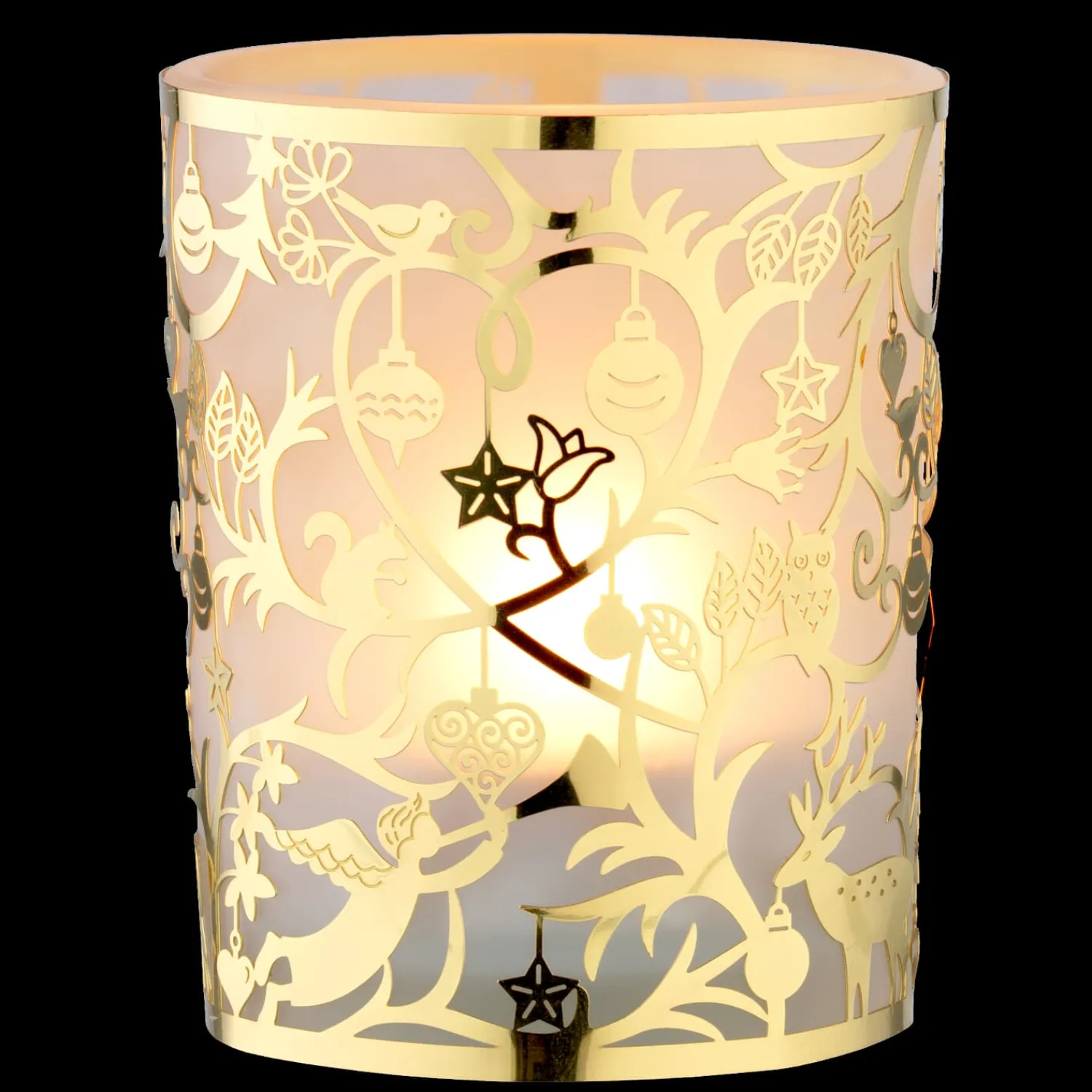 Käthe Wohlfahrt Kerzen & Teelichthalter<Teelichtglas "Waldweihnacht" Gold