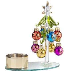 Käthe Wohlfahrt Kerzen & Teelichthalter<Teelichthalter Glasbaum Mit Bunten Kugeln, Gold