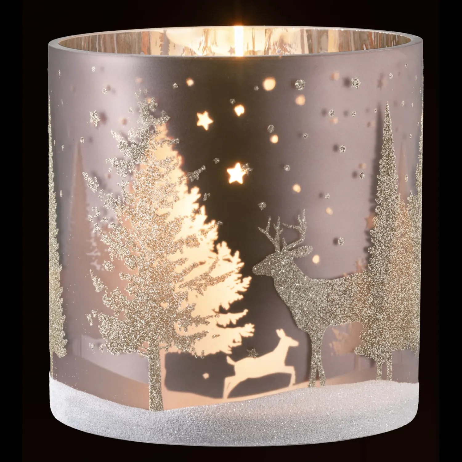 Käthe Wohlfahrt Kerzen & Teelichthalter<Windlicht "Hirsche Im Wald" Taupe, 15Cm