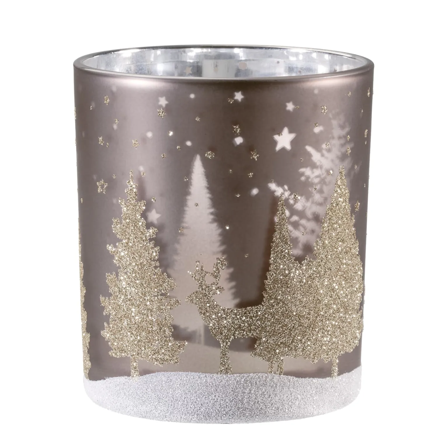 Käthe Wohlfahrt Kerzen & Teelichthalter<Windlicht "Hirsche Im Wald" Taupe, 10Cm