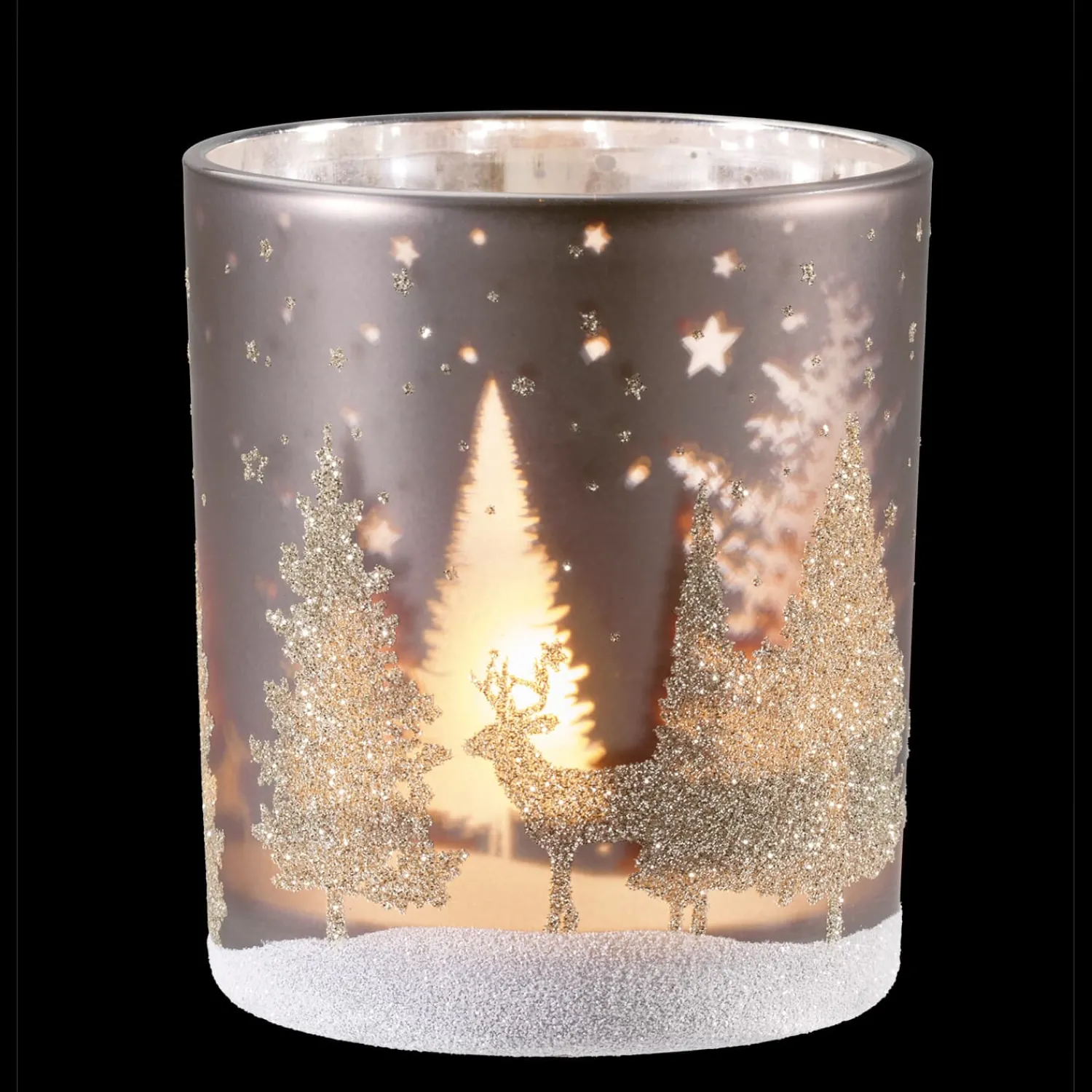 Käthe Wohlfahrt Kerzen & Teelichthalter<Windlicht "Hirsche Im Wald" Taupe, 10Cm