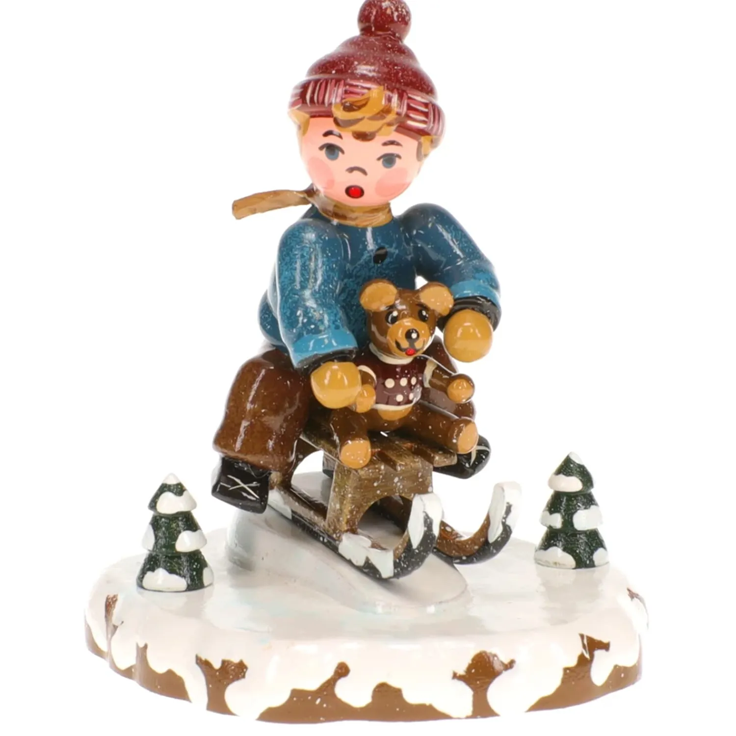 Hubrig Volkskunst Hubrig Miniaturen<Winterkinder Schlittenfahrer